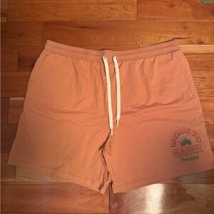 Disney Disneyland Resort Orange Peach Men's Athletic Cotton Shorts